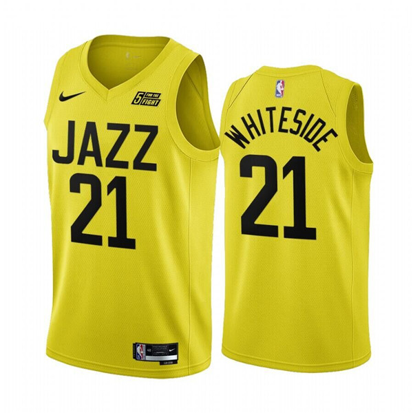 Men's Utah Jazz #21 Hassan Whiteside 2022/23 Yellow Icon Edition Stitched Basketball Jersey